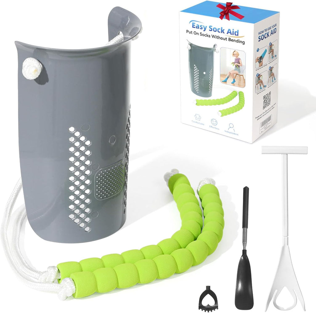 Sock Aids for Putting On Socks | No Bending Flexible Wide Feet Sockaid Assistant Device for Seniors/Disabled |