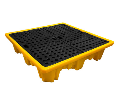 4 Drum Large Capacity Spill Containment Pallet w/Drain 69 Gallon