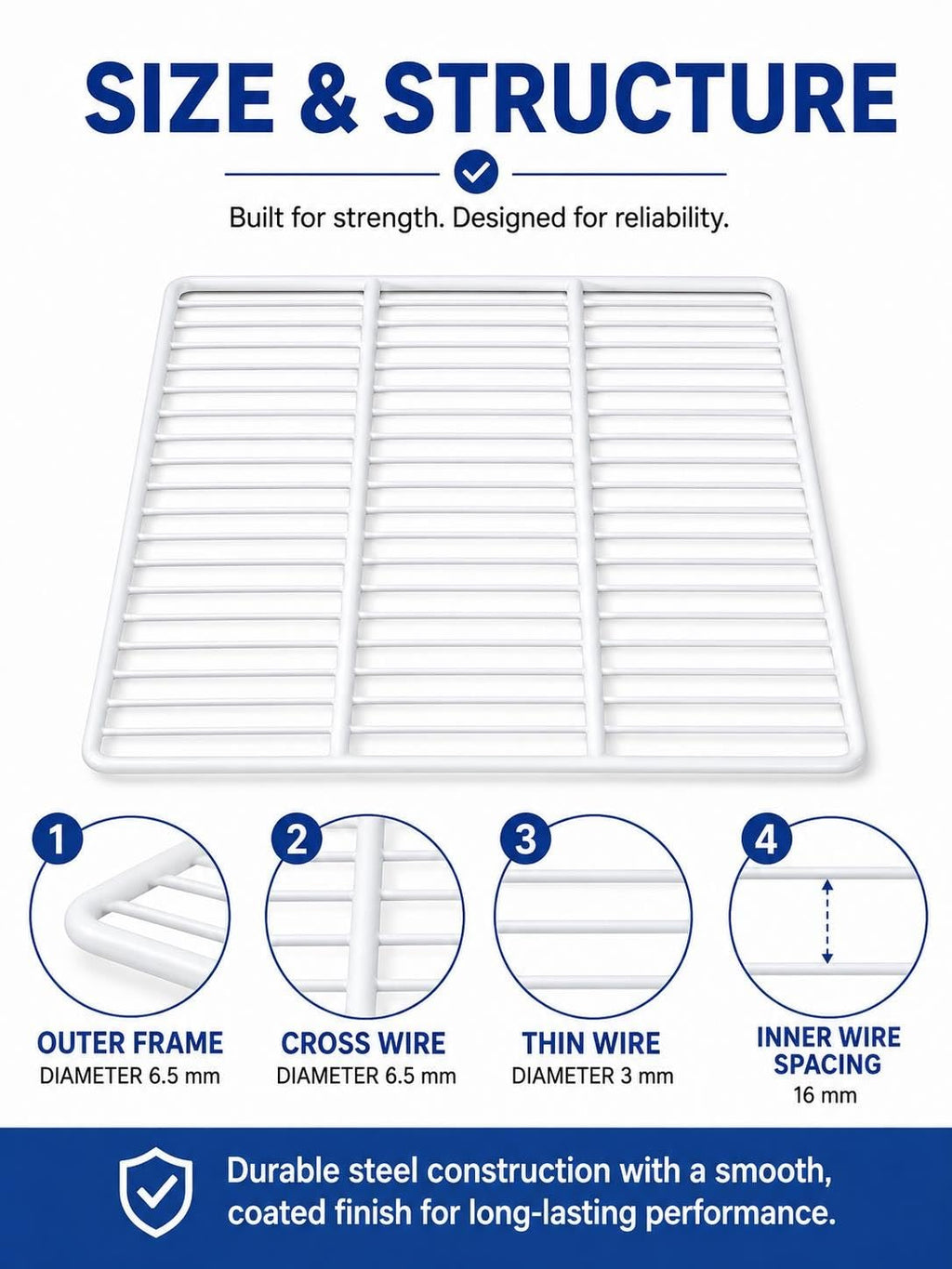 Refrigerator Replacement Shelves 2 Pack, Steel Shelves for Fridge Freezer