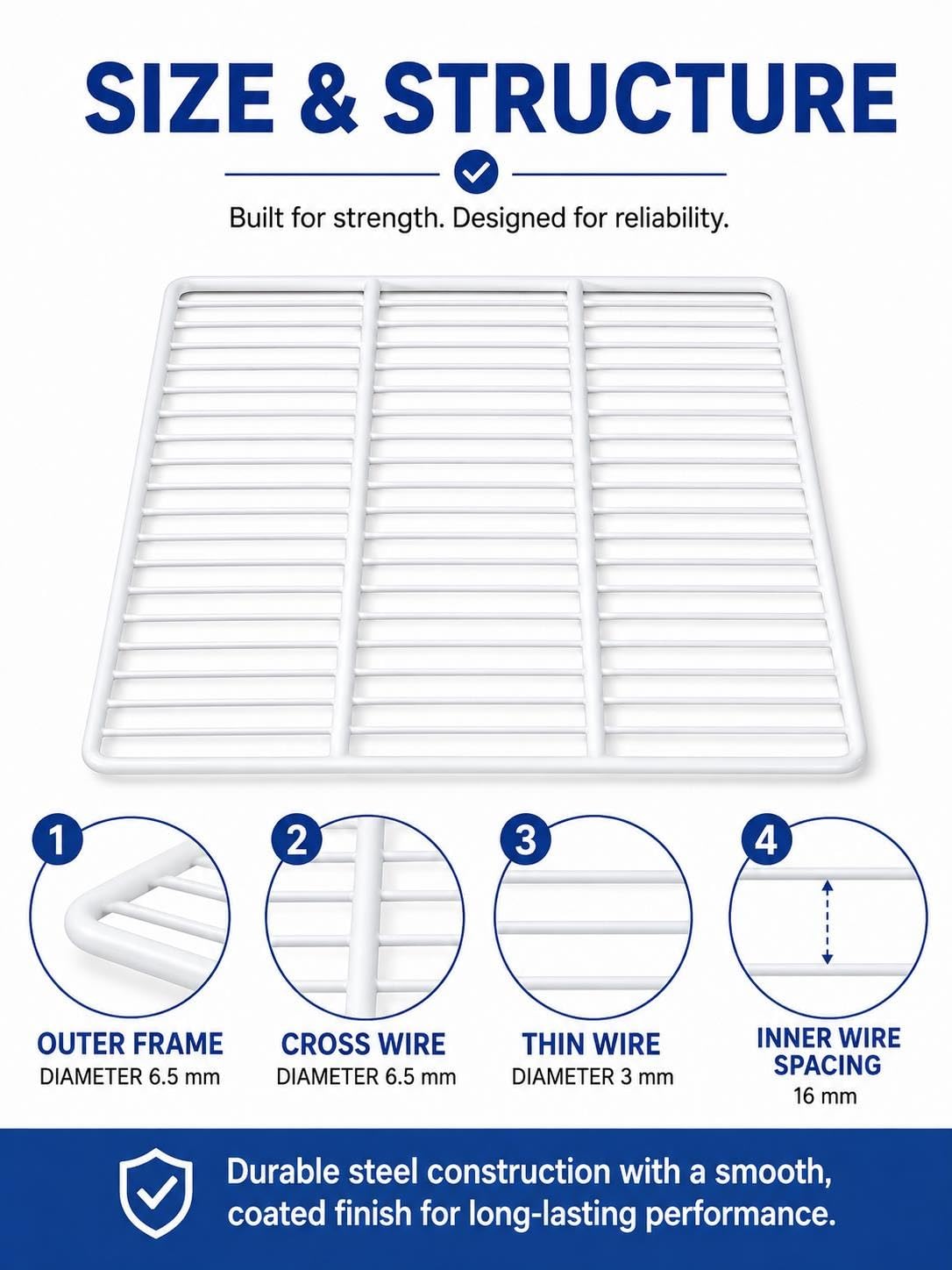 Refrigerator Replacement Shelves 2 Pack, Steel Shelves for Fridge Freezer