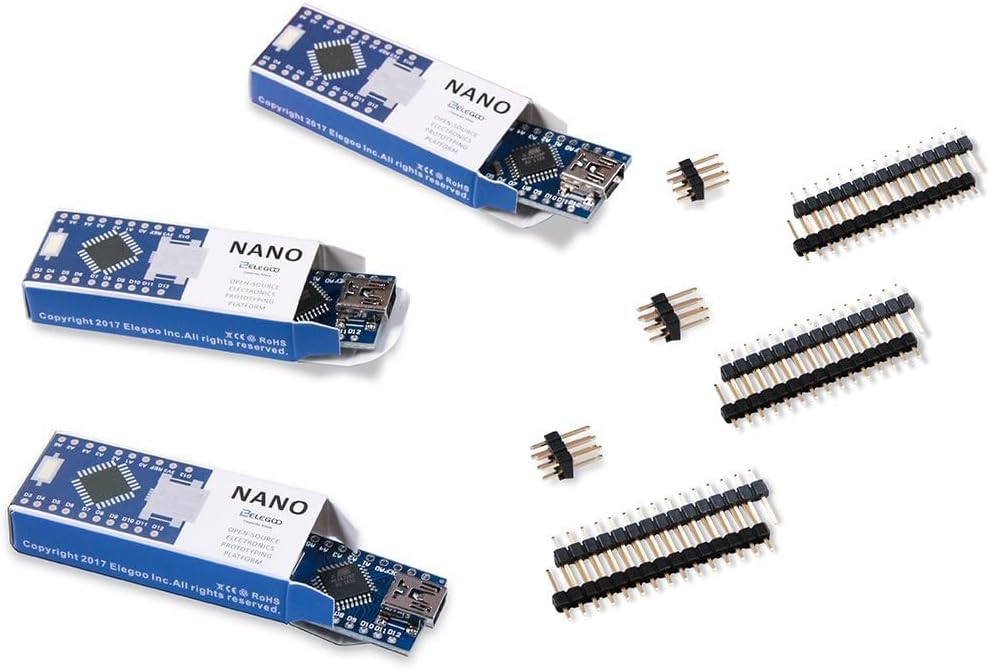 ELEGOO Nano Boards V3.0, ATmega328P CH340, 3-Pack, Compatible with Arduino