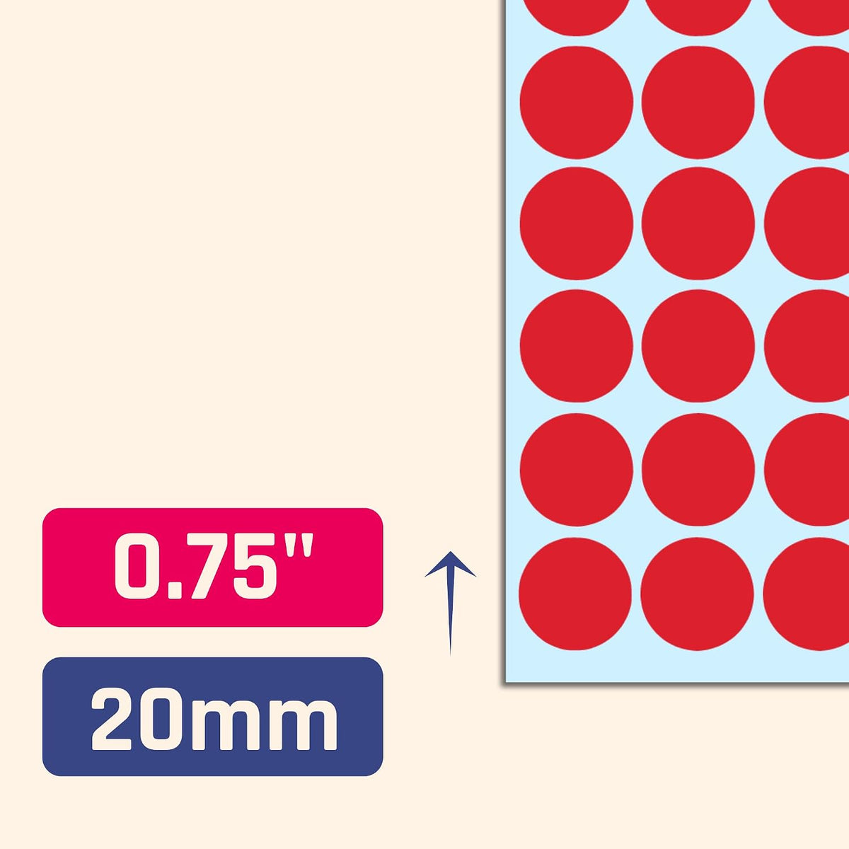 2000 Pack, 3/4" Round Colored Dot Stickers Labels - 10 Colors