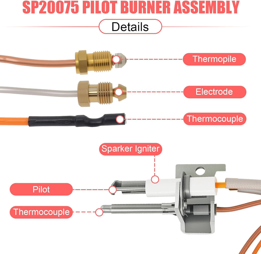 Ketofa SP20075 Pilot and Igniter Assembly, NG Water Heater Pilot Assembly