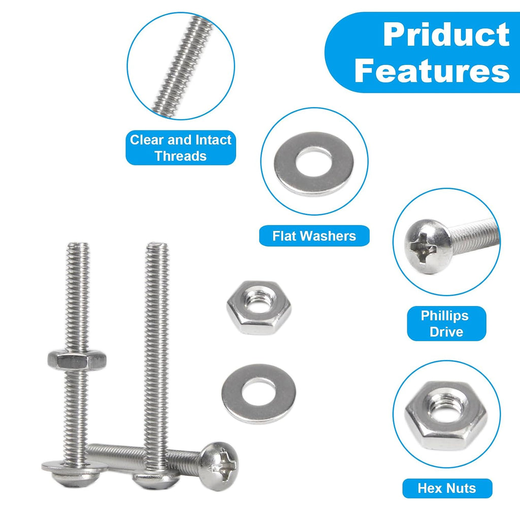 25 Sets #10-24 x 3/4" Pan Head Machine Screws Nuts Washers Kit