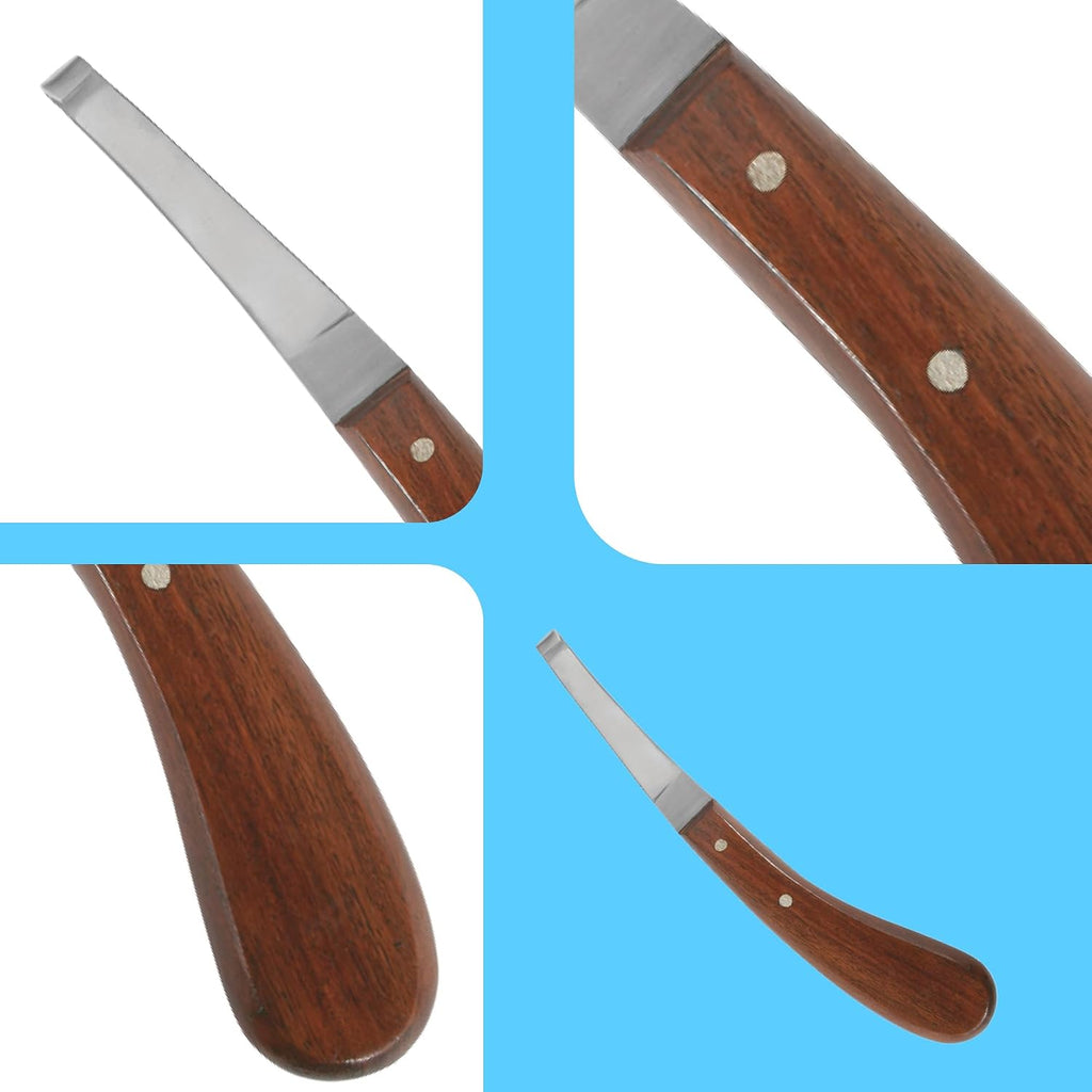 Hoof Knife with Comfortable Wooden Handle - Ergonomic Grip for Horse Farriers and Horse Hoof and Horseshoe Trimming