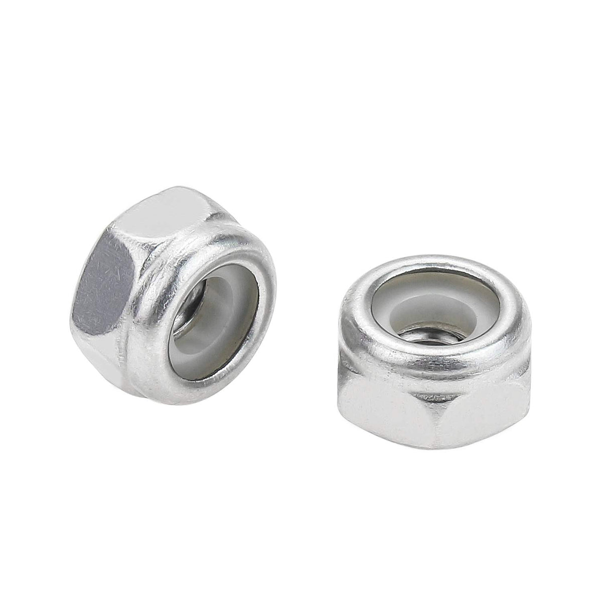 120 Pieces 10#-32 Nylon Insert Hex Lock Nuts, 304 Stainless Steel