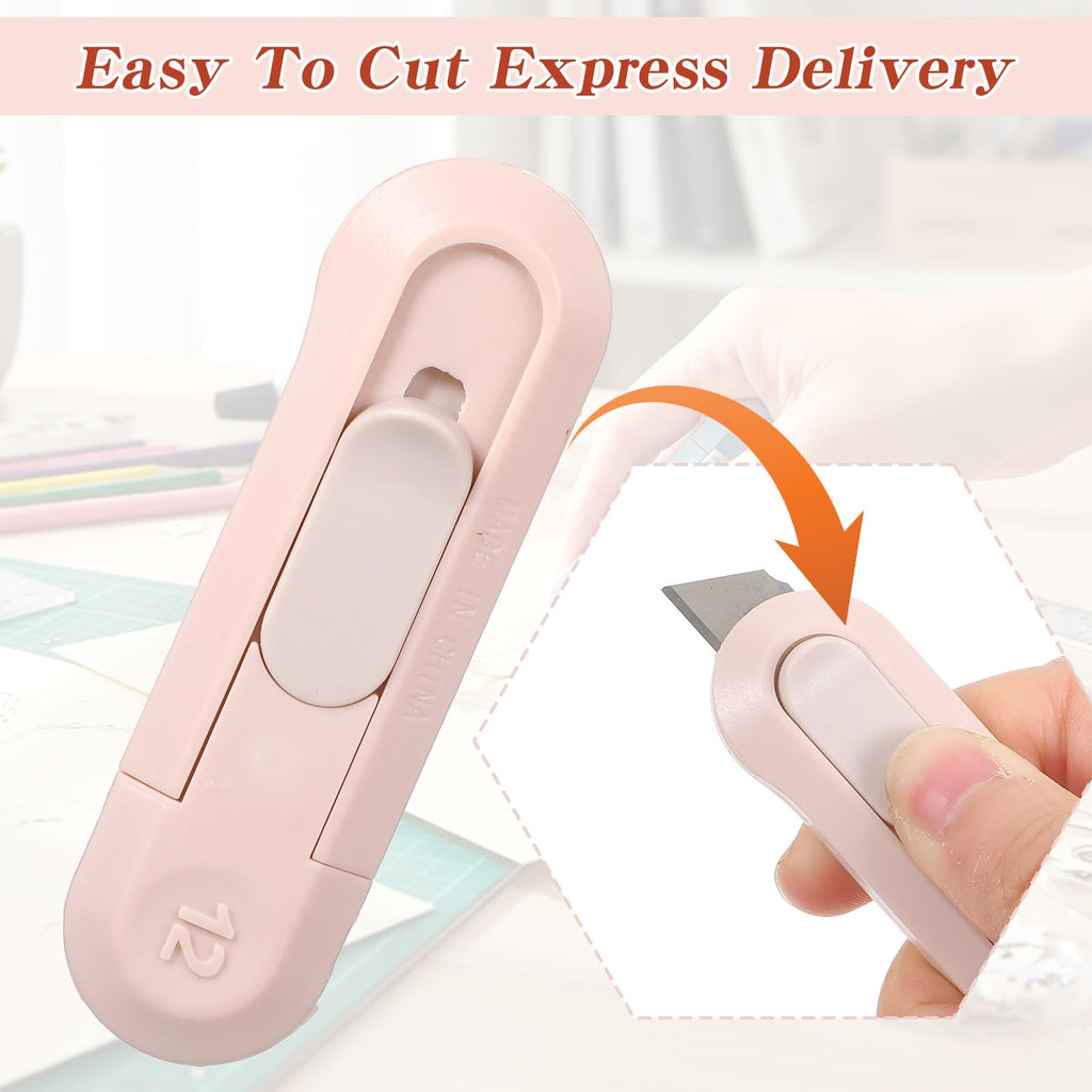 60 Pcs Mini Box Cutter Bulk, Retractable Box Opener Mixed