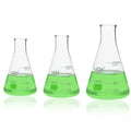 3pcs of Glass Erlenmeyer Flask Set, 250ml 500ml 1000ml Narrow Mouth Erlenmeyer Flasks, Borosilicate 3.3 Glass Conical