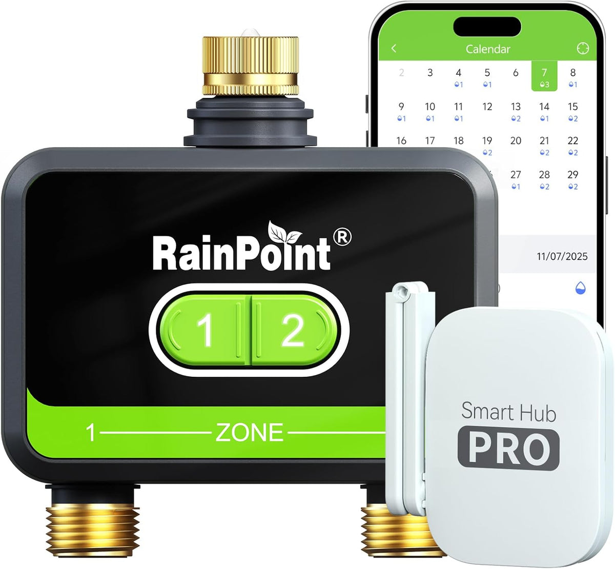 WiFi Water Timer for Garden Hose with Brass Inlet & Outlet, 2-Zone Smart Hose Timer, WiFi Irrigation Controller via