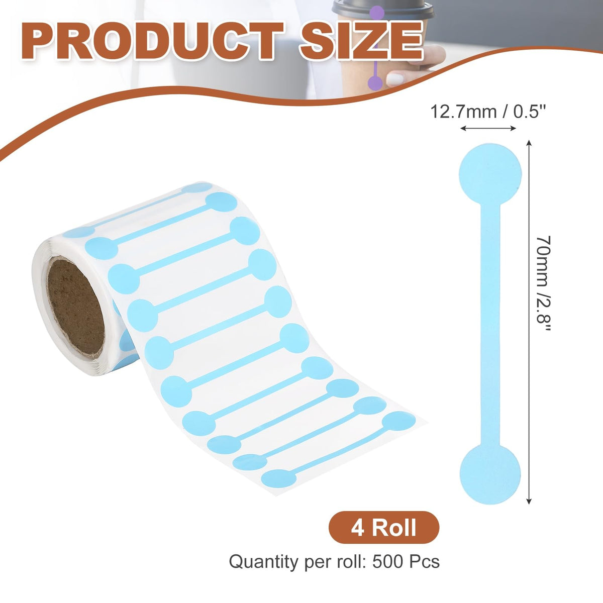 2000pcs 4Rolls Total Tamper Evident Tape 2.8x0.5 Tamper Sky Blue