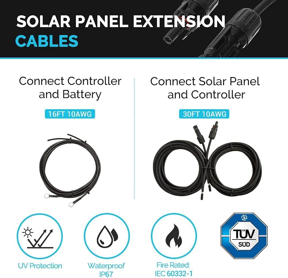 200W 12V N-Type RV Solar Panel Kit with Adventurer 30A Controller | Adventurer 30A LCD PWM Charge Controller +