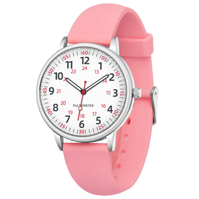 Women Watch for Nurse Easy to Read Dial Wristwatches Silicone Band Water Resistant Watches Second Hand and 24 Hour