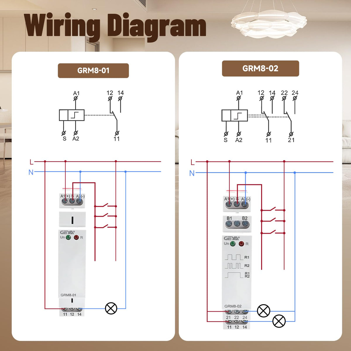 GAEYAELE Memory Relay Latching Relay Impulse Relay Electronic 1SPDT 16A Din Rail(GRM8-01,AC/DC12V~240V)