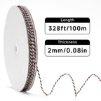 White Brown String - 2mm 328ft Cotton Twine String for Gift Wrapping, Baking, DIY Crafts, Holiday Decorations (White