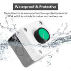 Watris Veiyi Push Button Switch Station Box, ABS Weatherproof Momentary Switch, One Push Button Control Switch, Push Button Starter Switch for Gate Opener