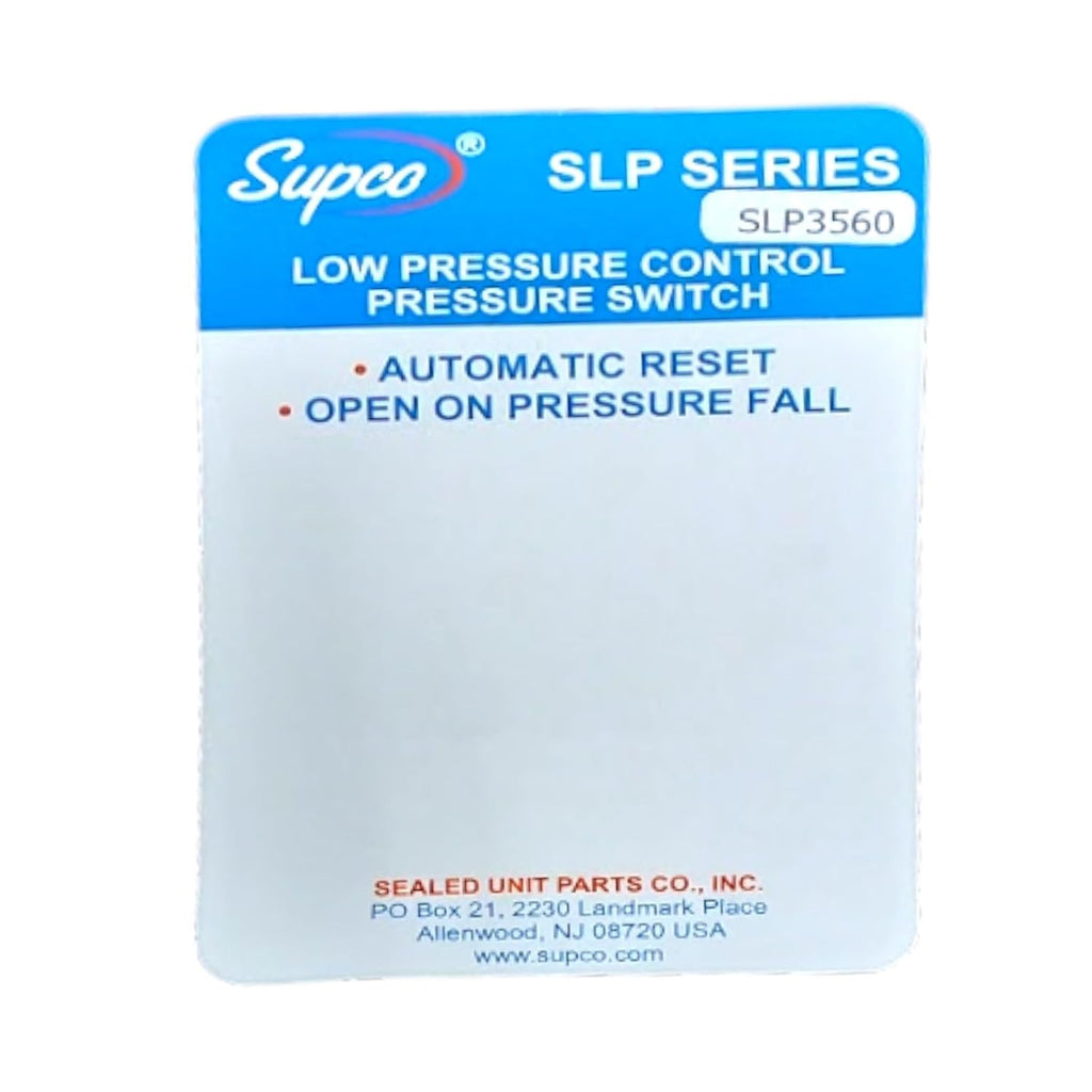 Supco SLP3560 Low Pressure Switch Open: 35 PSI Close: 60 PSI HVAC Refrigeration