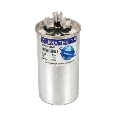 ClimaTek 70 + 7.5 MFD 370/440 Volt Dual Run Round Capacitor CAP99-7074R