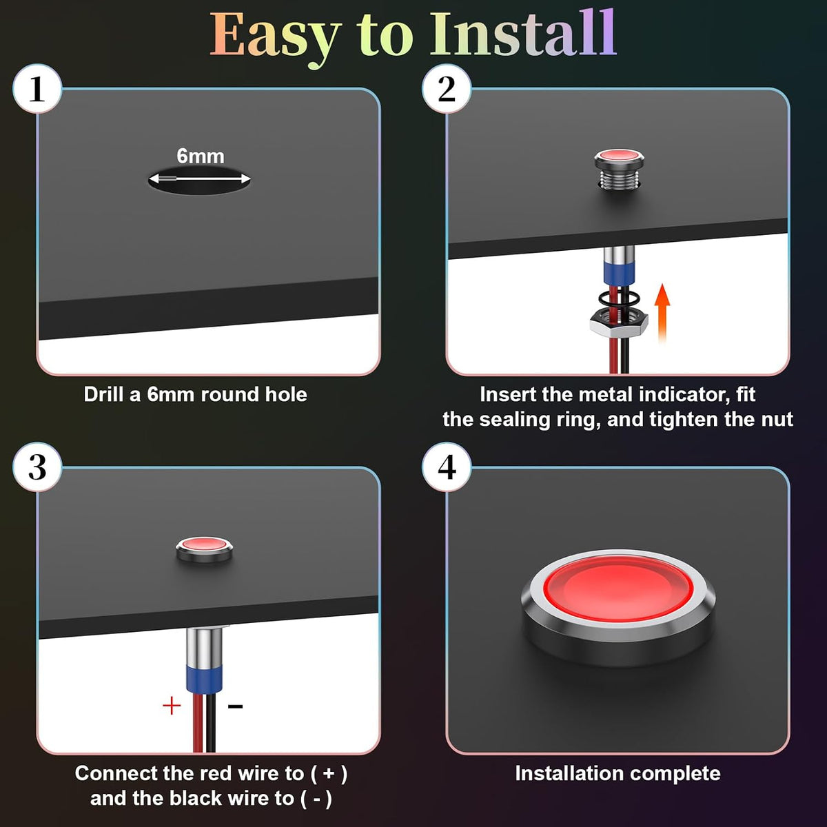 10 PCS Led Indicator Light 12V, Metal 12V Led Light