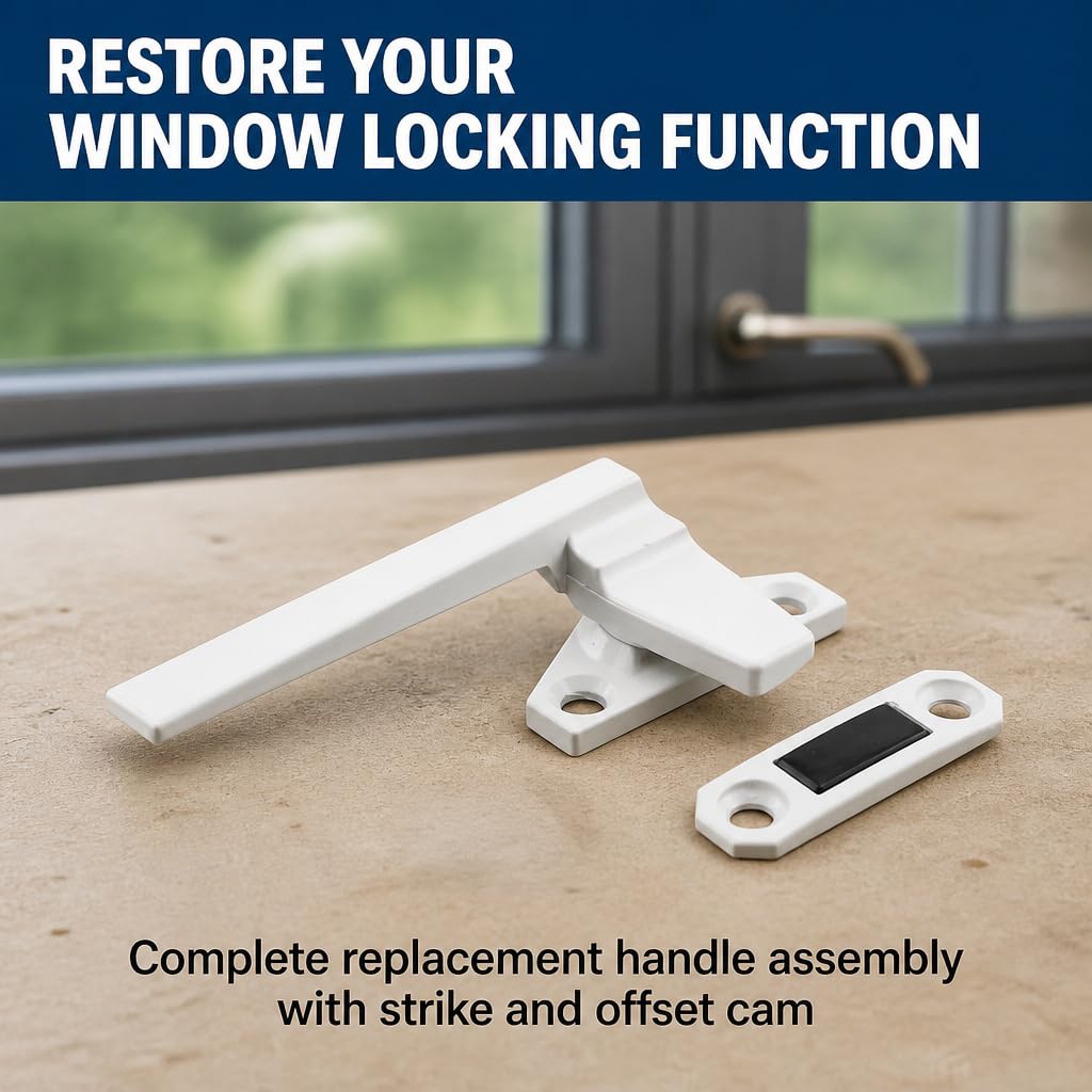 H 3820 Casement Locking Handle, White, Left-Handed