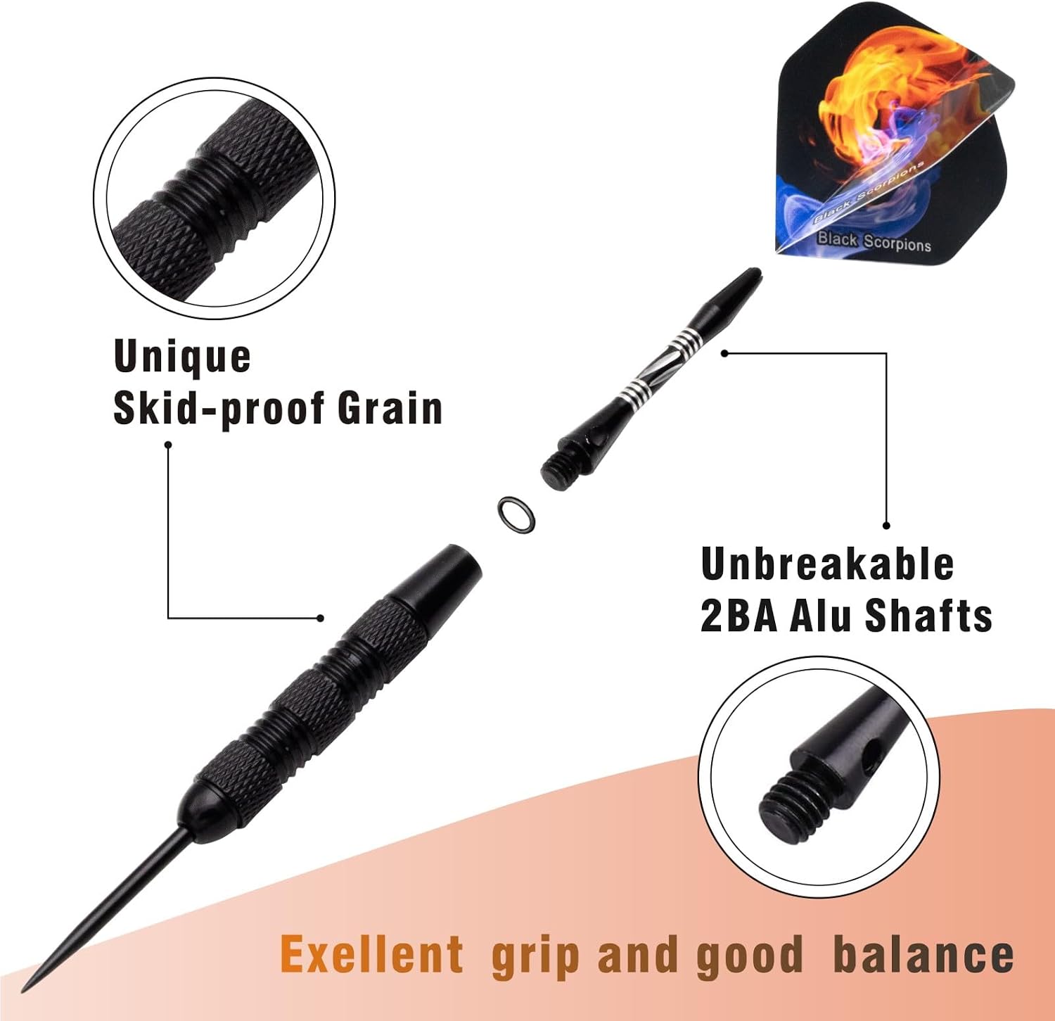 Darts Metal Tip Set, 12 Pack 22 Grams Steel Tip Darts Set-Professional Metal Darts for Dartboard, with Non-Slip Iron