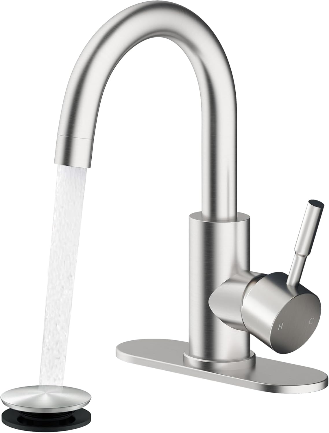 Bathroom Faucet 1 Hole Single Handle for Vanity Faucet Brushed Nickel