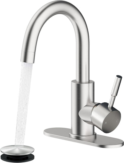 Bathroom Faucet 1 Hole Single Handle for Vanity Faucet Brushed Nickel