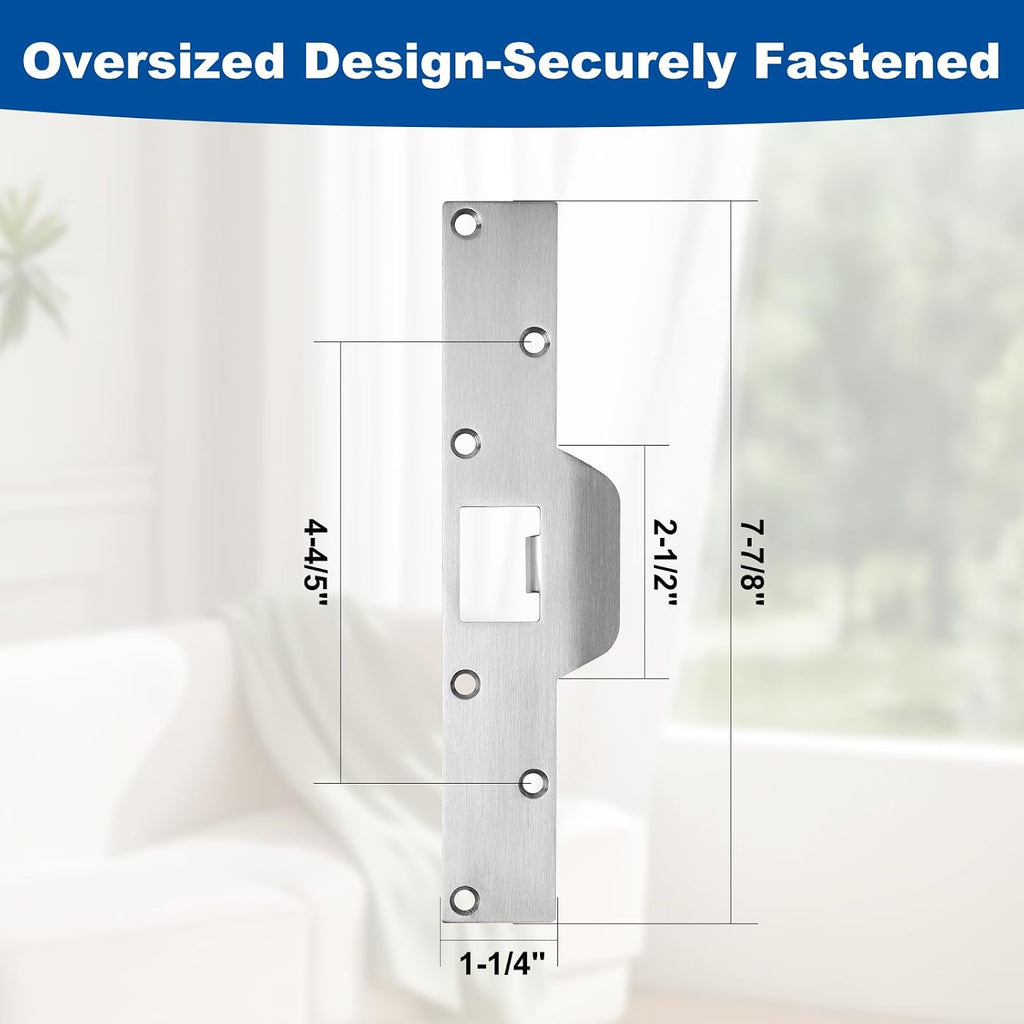 U9585 Door Reinforcement Plate & U9476 Latch Strike for 1-3/8" Thick Doors | Fits 2-3/8" (60mm) backsets,Stainless