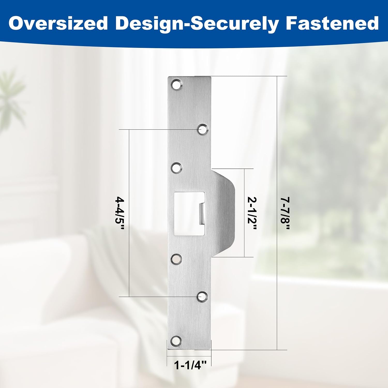 U9585 Door Reinforcement Plate & U9476 Latch Strike for 1-3/8" Thick Doors | Fits 2-3/8" (60mm) backsets,Stainless
