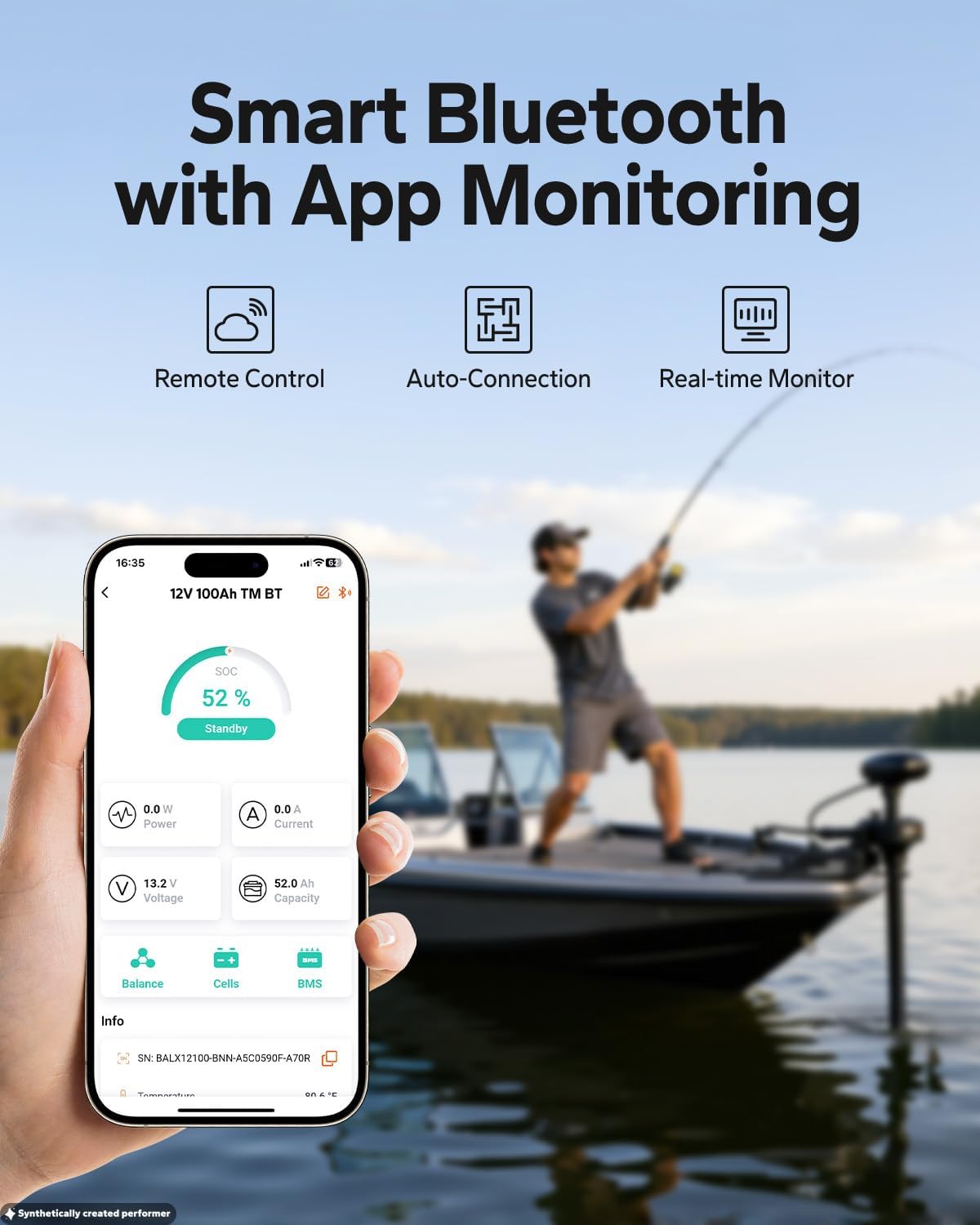 12V 100Ah Trolling Motor LiFePO4 Battery for Marine, Boat, Yacht | Bluetooth, Group 31, Max. 15000 Cycles, Low-Temp
