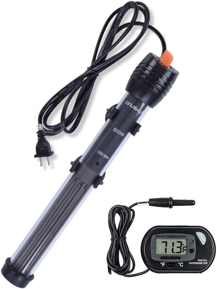 Submersible Aquarium Heater, Adjustable Fish Tahk Heater with Free Thermometer Suitable for Marine Saltwater and