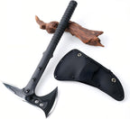 15.1" Camping Axe, Survival Throwing Hatchet with Sheath, Tactical Tomahawk with Spike, Nylon Fiber Handle for