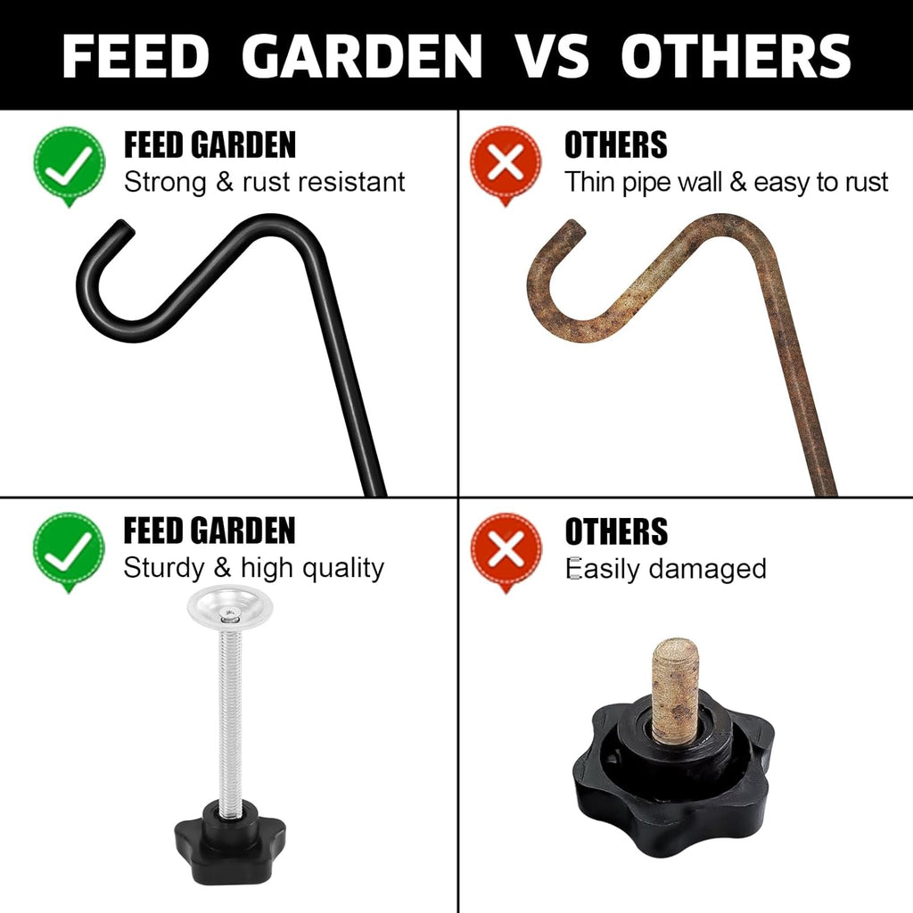 31 Inch Heavy Duty Deck Hook, Non-Slip Clamp, 360 Degree Swivel, Black for Bird Feeders, Planters, Suet Baskets