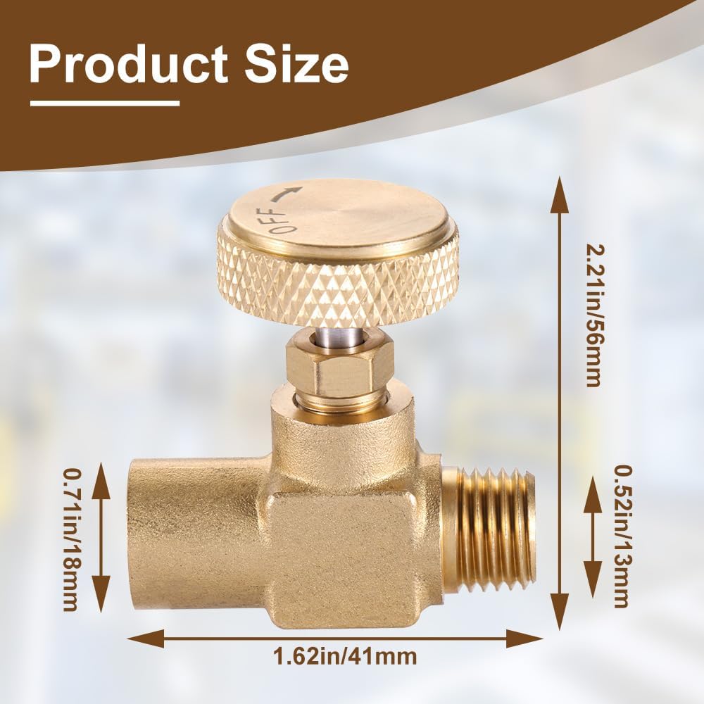 Yetaha 2Pcs Golden Brass 1/4" NPT Propane Flow Control Needle Valve