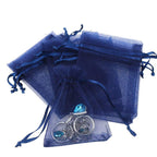 100 PCS 5"x7" Organza Bags Navy Blue Gift Bags with Drawstring
