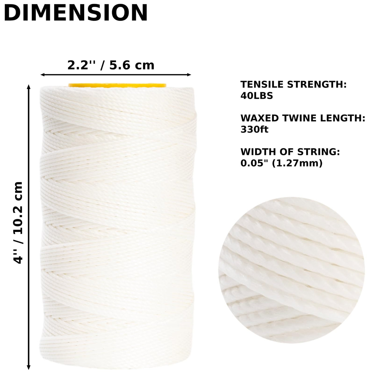 Sail Repair Kit with Sail Needle, Thick Waxed String Whipping Twine White