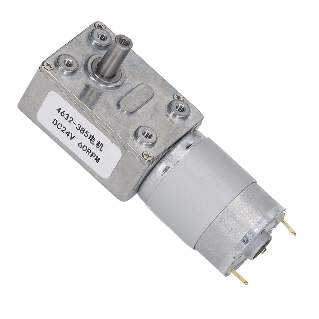 60 RPM 24V DC Rectangular DC Gear with Self Locking Function - Perpendicular Output Shaft Speed Reduction Geared Motor Made of Aluminum and Brass for Window Openers