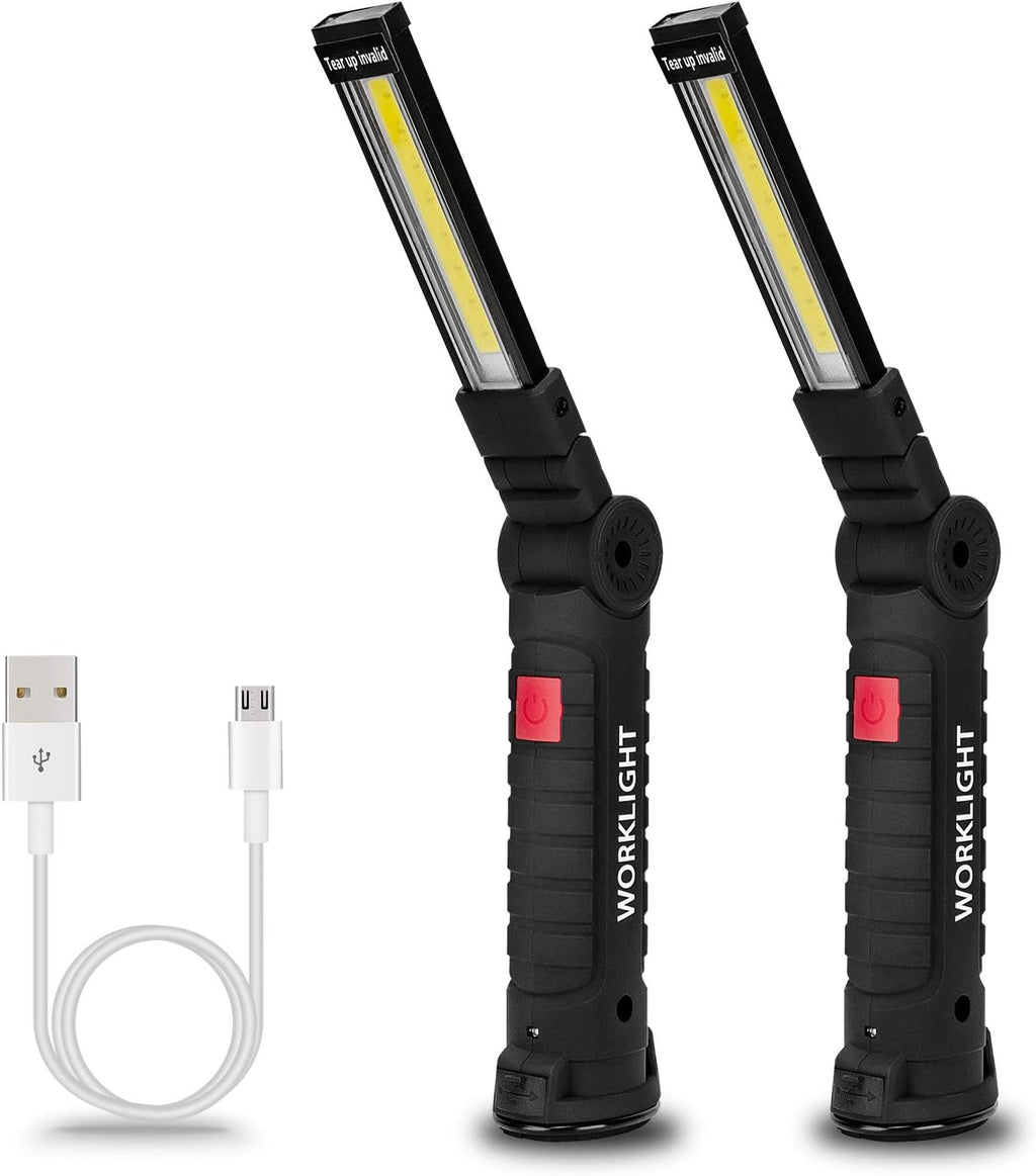 Tool Gifts for Men 2Pack Rechargeable LED Work Lights with Magnetic Base, 360° Rotation,Versatile Lighting for