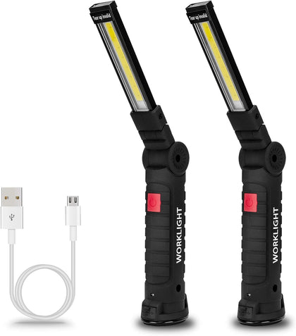 Tool Gifts for Men 2Pack Rechargeable LED Work Lights with Magnetic Base, 360° Rotation,Versatile Lighting for