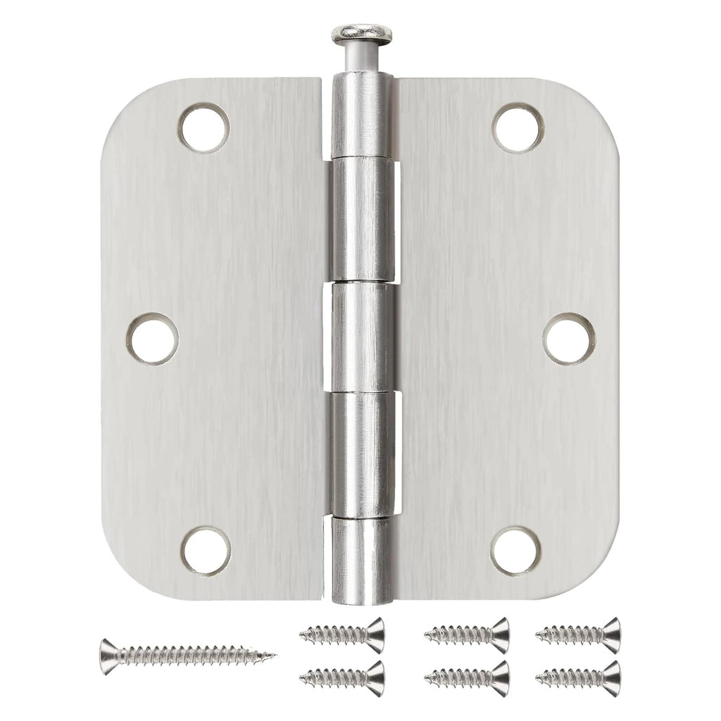 24 Pack Rounded Door Hinges Brushed Nickel 3.5 Inch with 5/8" Radius