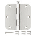 24 Pack Rounded Door Hinges Brushed Nickel 3.5 Inch with 5/8" Radius