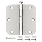24 Pack Rounded Door Hinges Brushed Nickel 3.5 Inch with 5/8" Radius