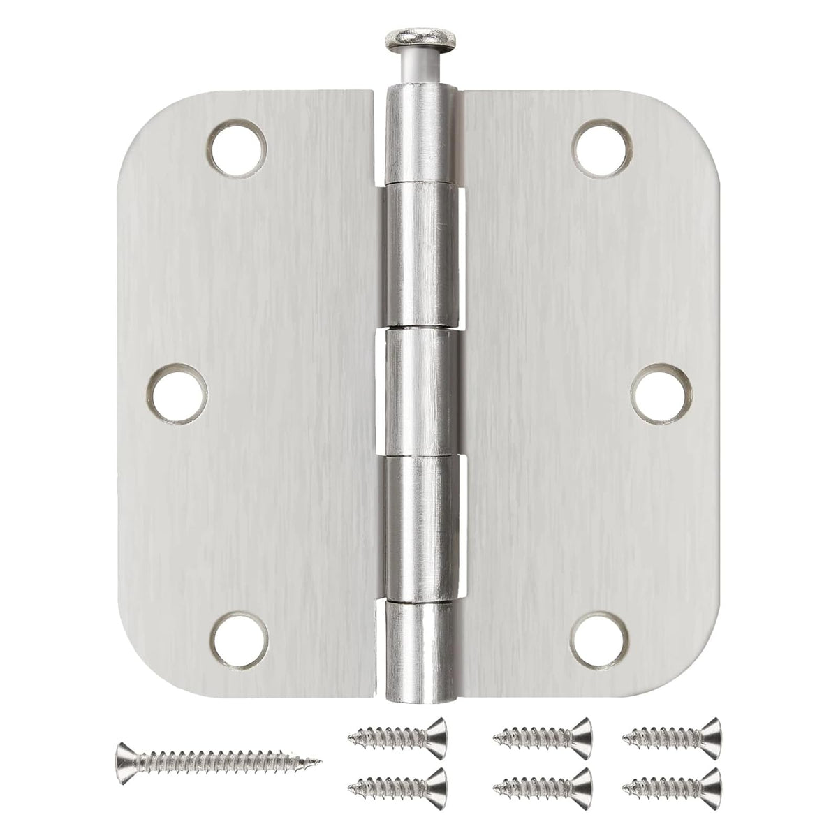 24 Pack Rounded Door Hinges Brushed Nickel 3.5 Inch with 5/8" Radius