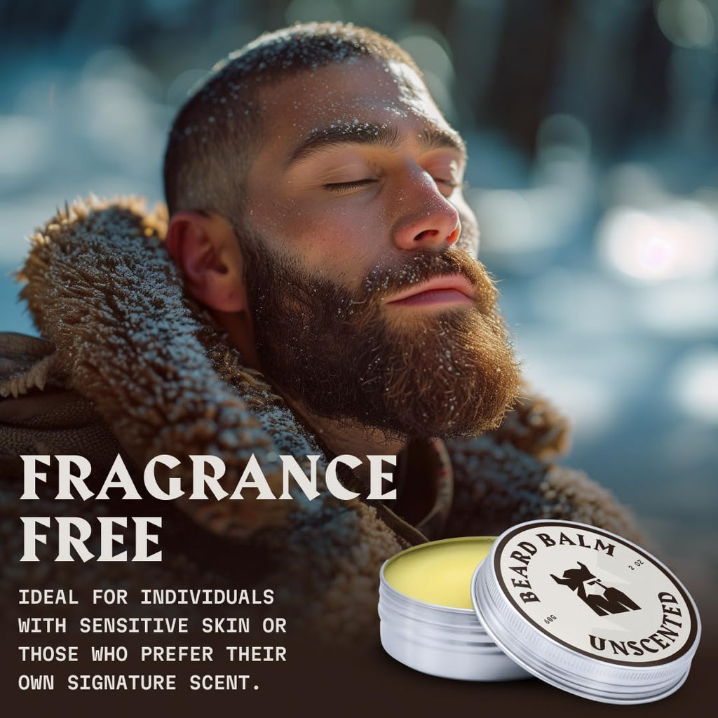 Beard Balm for Men - 2 Oz, Unscented | Moisturizer & Beard Conditioner Styling Balm That Softens & Nourishes Coarse