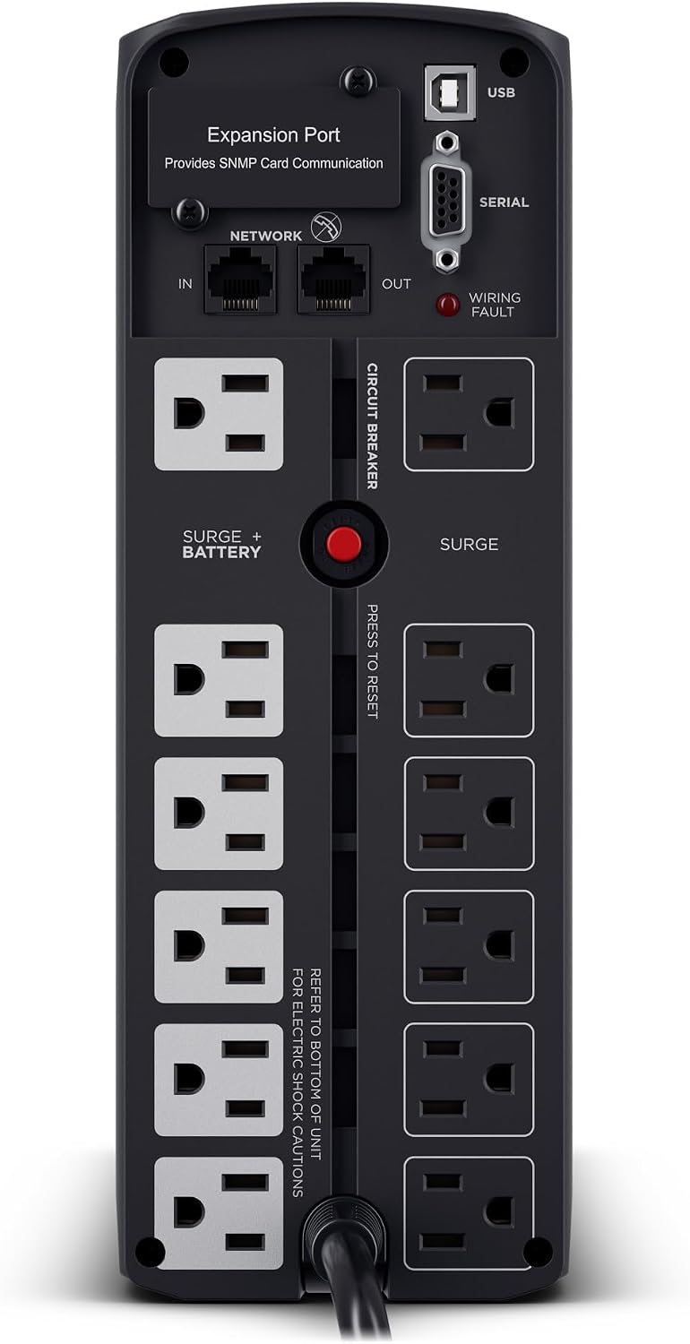 CyberPower CP1500PFCLCD PFC Sinewave UPS Battery Backup and Surge Protector, 1500VA/1000W, 12 Outlets, AVR, Mini