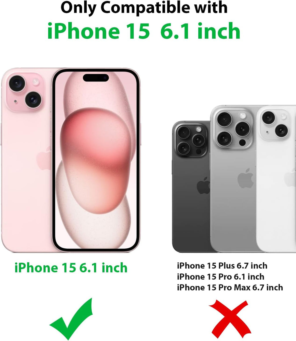 for iPhone 15 5G Case Heavy Duty Tough & Rugged Protection - Black | Dropproof & Dual-Layer Protective Back Cover