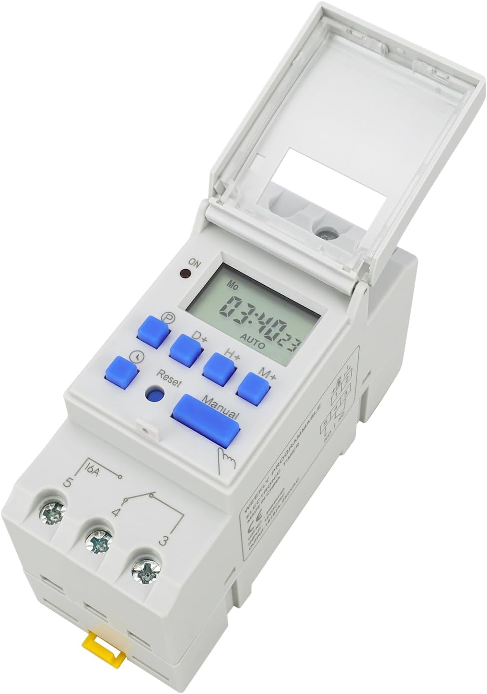 BAOMAIN 12V AC/DC Digital Programmable Timer Switch 16A DIN Rail Mount