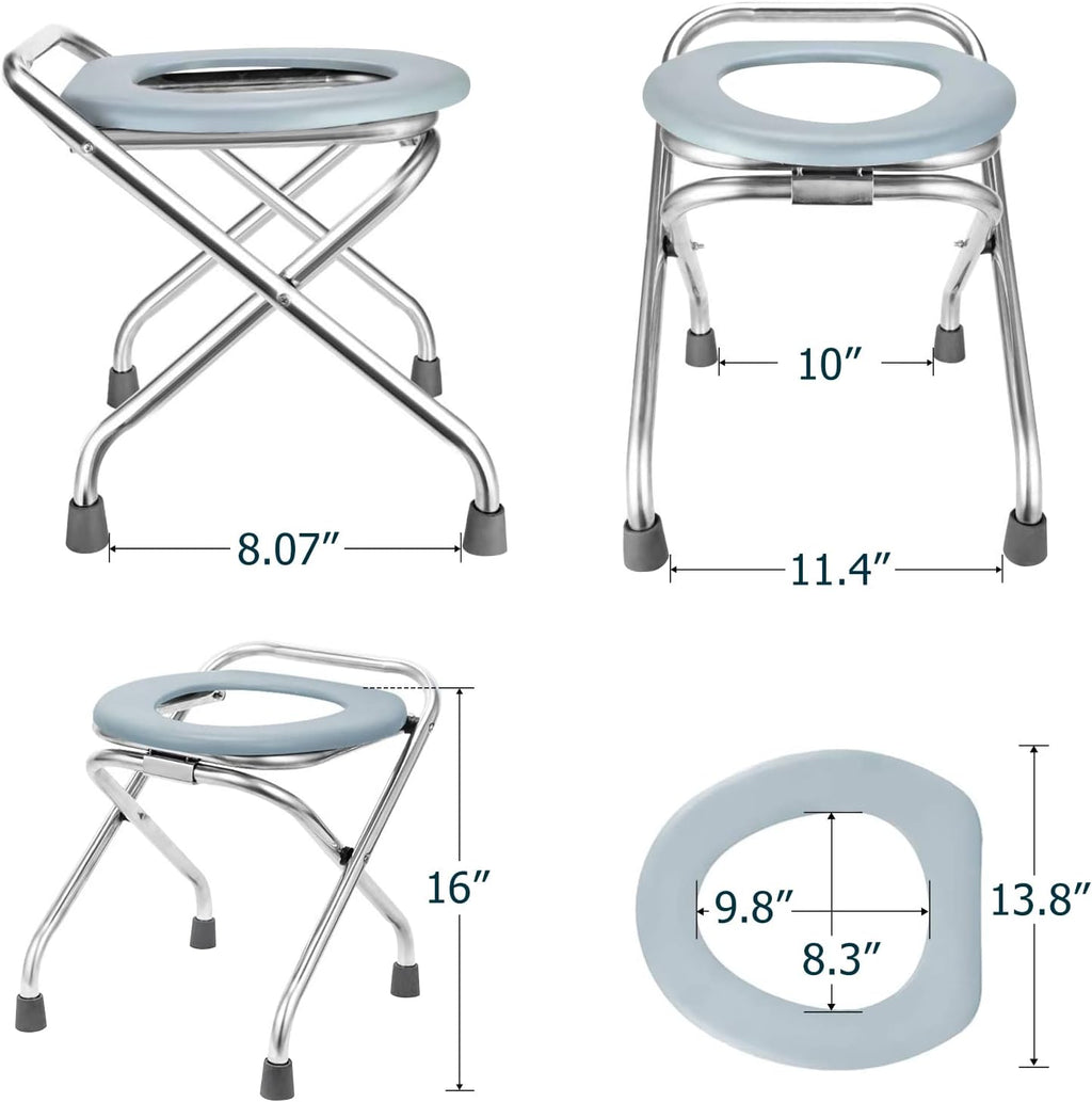 Portable Toilet for Camping, 400LBS Stainless Steel Foldable Camp Travel Toilet for Adults, 16-Inch for Truckers