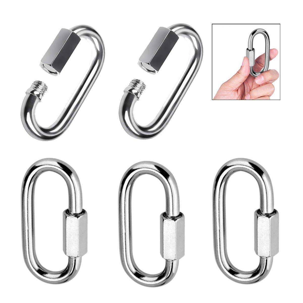 Lsqurel Quick Link 304 Stainless Steel Locking Carabiner Heavy Duty