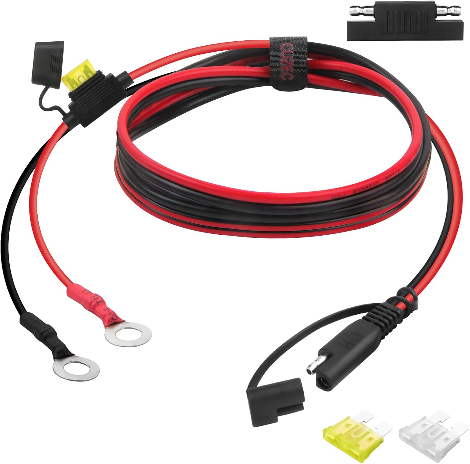 6FT/1.83m 14AWG Ring Terminal To SAE Harness Quick Connect/Disconnect Assembly, 20A Fuse