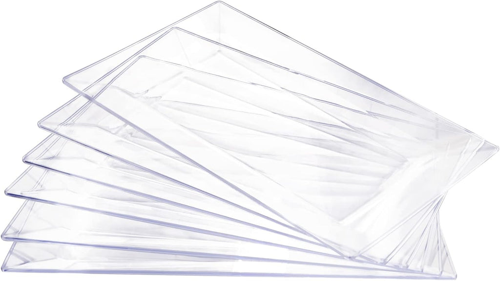 12 Pack Plastic Serving Trays, Heavy Duty Clear Plastic Serving Platters 13”×8” Rectangle Disposable Serving Platters